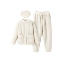 여성 산호 양털 잠옷 세트 라운지웨어 501P 화이트 L