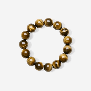 [중국 직배송] 차우 상상상 호랑이 화석 나무 팔찌, 남녀공용, 준보석 크리스탈 팔찌, 새해 아빠 선물 *1개