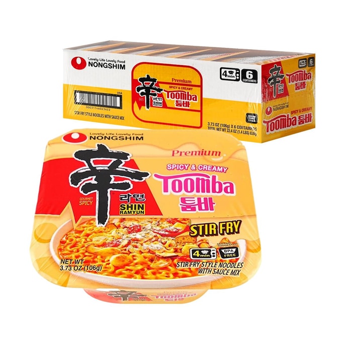 韩国NONGSHIM农心 SHIN辛拉面 Toomba辣芝士奶油拉面 斗魂意面风味 整箱装 106g*6碗【爆火新口味】【黑白大厨爱德华·李同款】