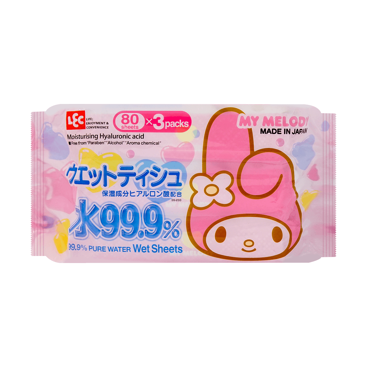 LEC LEC 99.9% Pure Water Wet Wipes 80sheets * 3 packs- Sanrio