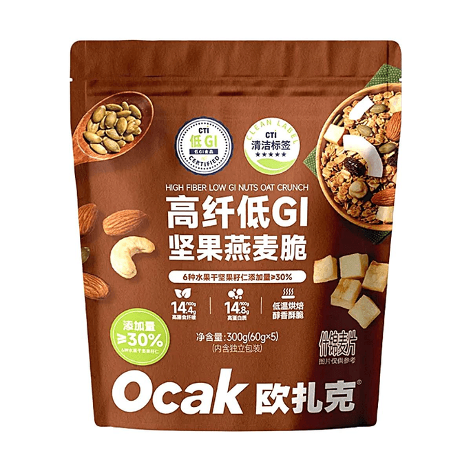 견과류 및 과일 구운 귀리 크런치 10.58oz [고섬유질][저GI][클린 라벨]