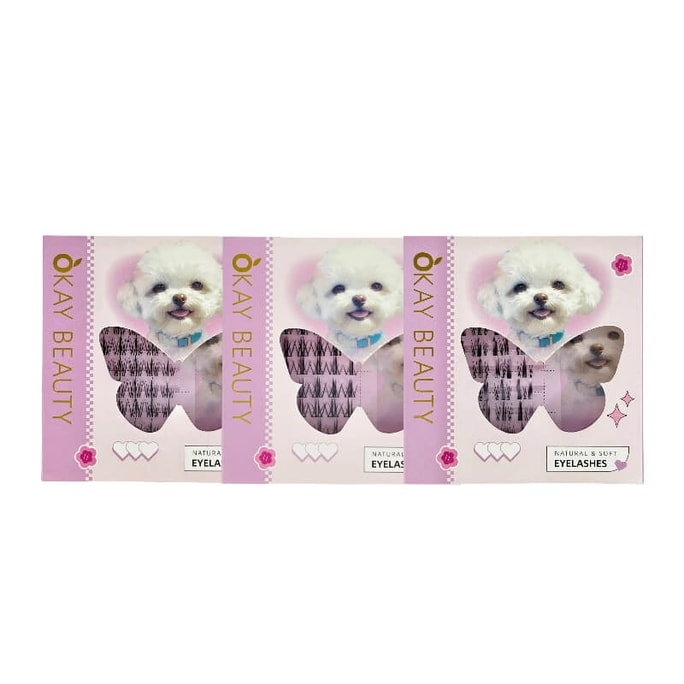[미국에서 직접 우편 발송] OKAY BEAUTY 해바라기 시리즈 + 요정 만화 속눈썹 + 애니메이션 고양이 속눈썹 3개 상자 128개 클러스터 C 컬 비 접착