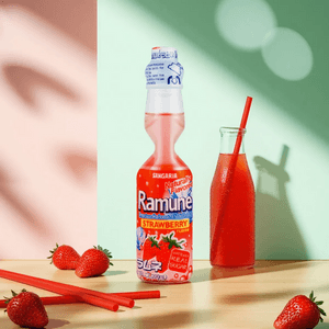 Ramune Premium Carbonated Soft Drink Strawberry Flavor, 6.76 fl oz *6【6 Pack】