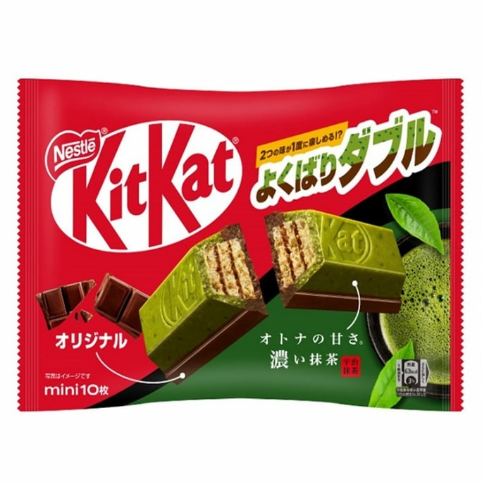 [일본에서 다이렉트 메일] 일본 네슬레 NESTLE KIT KAT 최신 출시, 기간 한정, 더블 레이어 말차 초콜릿 맛 웨이퍼, 10개입