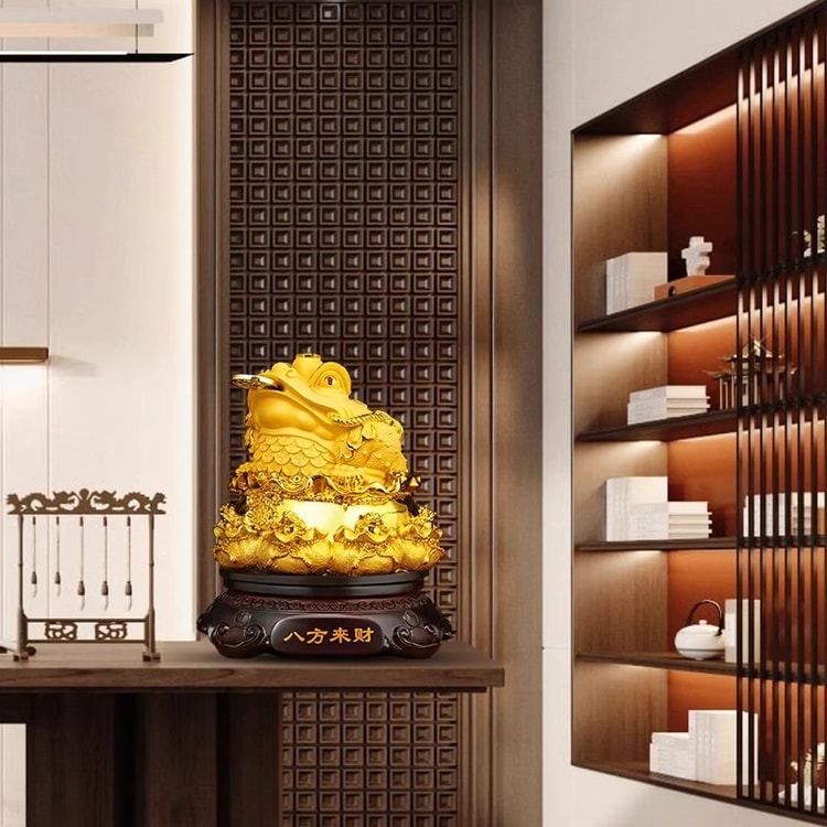 中国直邮】 爪哇岛八方来财金蟾摆件招财进宝金蝉蟾蜍办公室装饰店铺