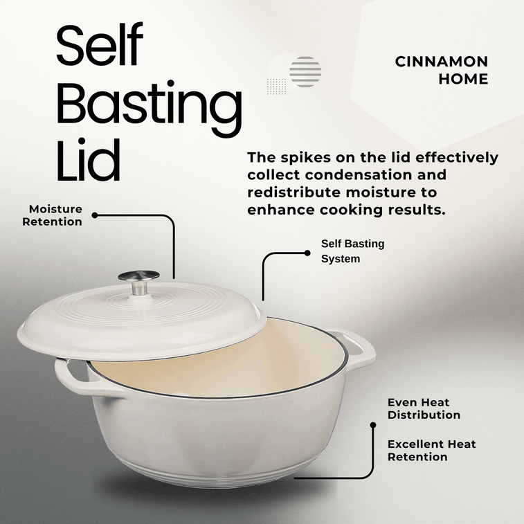 美国 西纳蒙 铸铁珐琅锅28cm (6QT) 奶油白 家用多功能炖盅焖烧煮炖煲锅 天然微压 细煮慢炖 不挑炉灶 3