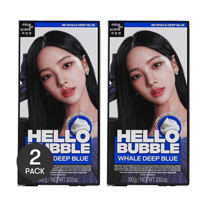 韩国MISE EN SCENE爱茉莉美妆仙 魅尚萱泡泡染发剂 植物染发膏 在家染更显色 100g #4B 鲸鱼蓝黑色【2盒中长发超值装】【Aespa代言-柳智敏款】全新升级