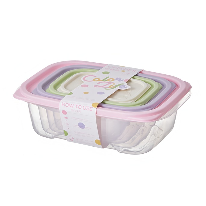 Crisper Box Food Grade Square Sealed Box Take-out Fruit Bento Box Pink 4 Pcs