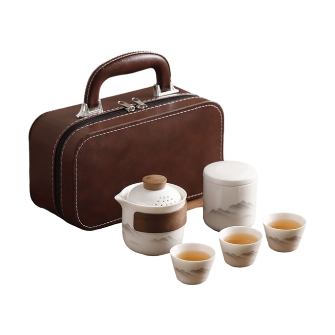 White Jade Porcelain Gongfu Tea Set-6items GiftBox