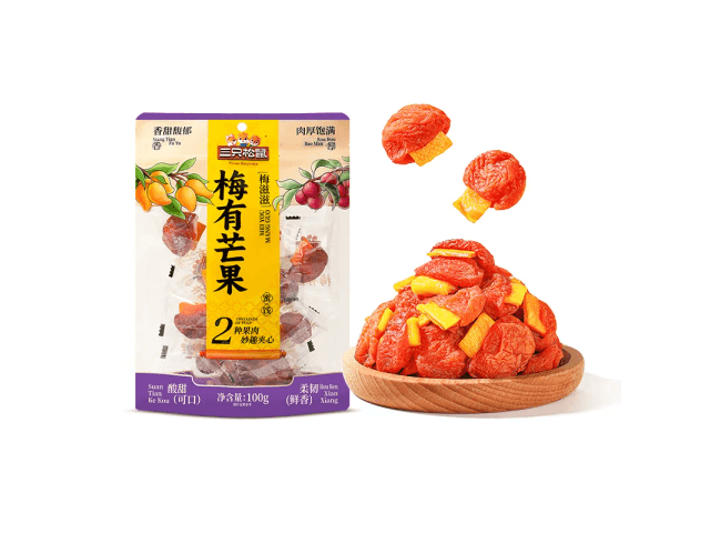 三只松鼠青梅芒果干果脯蜜饯梅子酸甜100g*1袋- 亚米