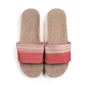 Linen Slippers Japanese Tatami Style - Red (37-38 US 6-7)