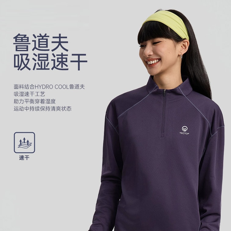 【中國直郵】 HSPM 蜂窩網眼立領彈性男女款速乾長袖T卹 瑪瑙灰 M 1件 7