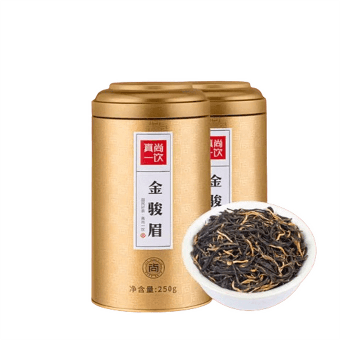 [중국 직배송] 진상이인금준매 홍차, 풍부한 향, 새해 선물 세트, 정통 금준매 우이 신차, 500g 캔