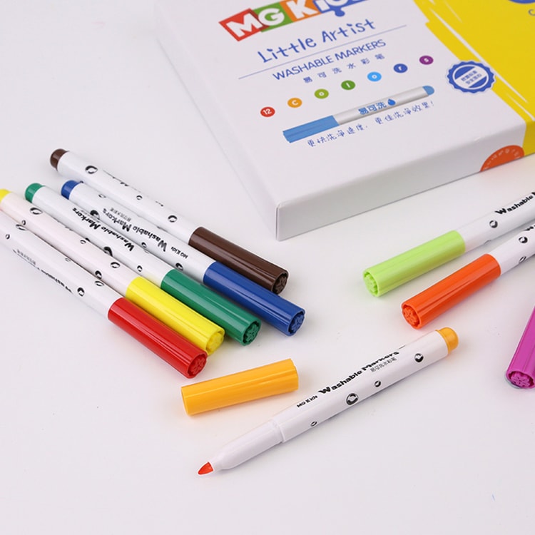 Campari Shop - M&G washable watercolor pen with stamp 12 colors - KIDS SAFE  & NON TOXIC : Marker pens for kids has no hazardous chemicals, the drawing  pen made of environmental