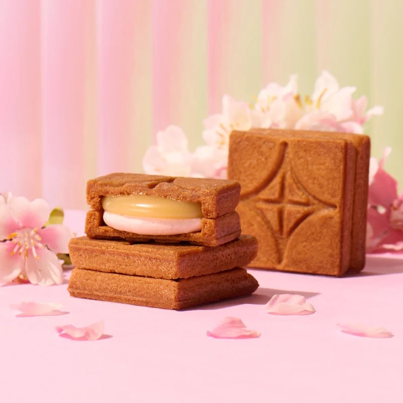 【日本直邮】 日本 press butter sand 期间限定 草莓樱花夹心巧克力 黄油三明治饼干 5个装