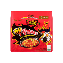 Korean 2x Spicy Hot Chicken Flavor Stir-Fried Ramen 5 Packs* 4.93oz