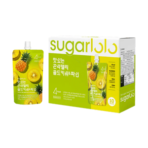 Konjac Jelly, Gold Kiwi & Pineapple Flavor, Zero Sugar 4 Cal Per Pouch, 10 Pack