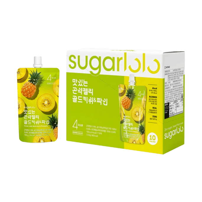 こんにゃくゼリー、ゴールドキウイ＆パイナップル味、ゼロシュガー 4 Cal/パウチ、10個パック