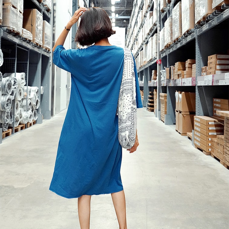 [韩国直邮] WINGS 韩国侧开衩中长款上衣T恤女 #蓝色 均码(Free) 3