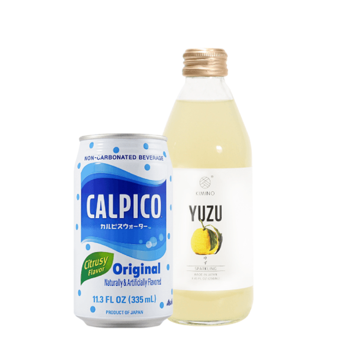 【Editors' Pick】Sparkling Yuzu Juice, 8.45fl oz + Calpico Drink, 11.3fl oz