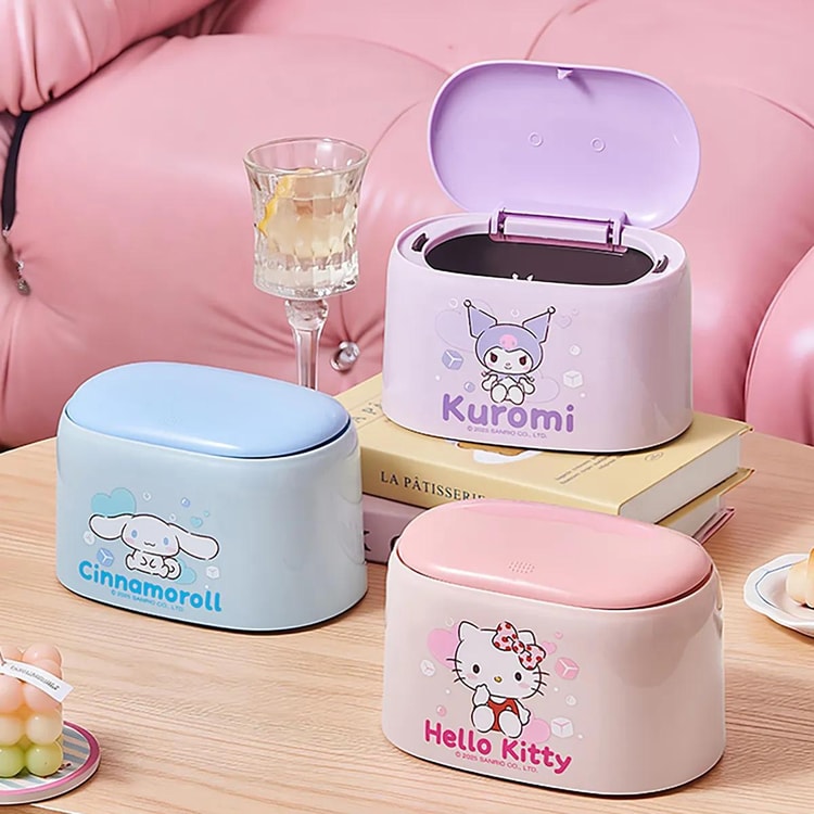 LANGXI Sanrio デスクトップミニゴミ箱 パープル 7.5x5.1x4.7 インチ