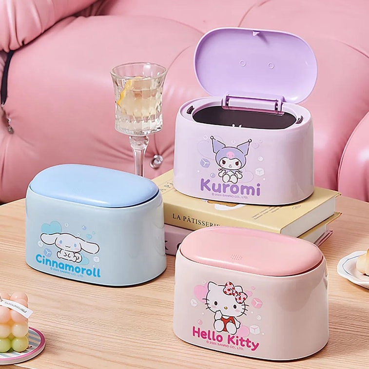Sanrio Desktop Mini Trash Can, Pink, 7.5x5.1x4.7 in, Cute Tabletop Waste Bin 9