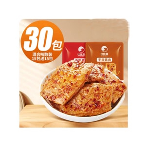 Hand Shredded Vegetarian Meat, Dried Tofu, Vegetarian Beef, Vegetarian Mixed Package, Spicy Flavor+Barbecue Flavor, 30 Bags, 240g