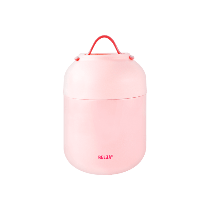 Stainless Steel Vacuum Insulated Food Jar Lunch Container Bento Box with Spoon Pink 700ml