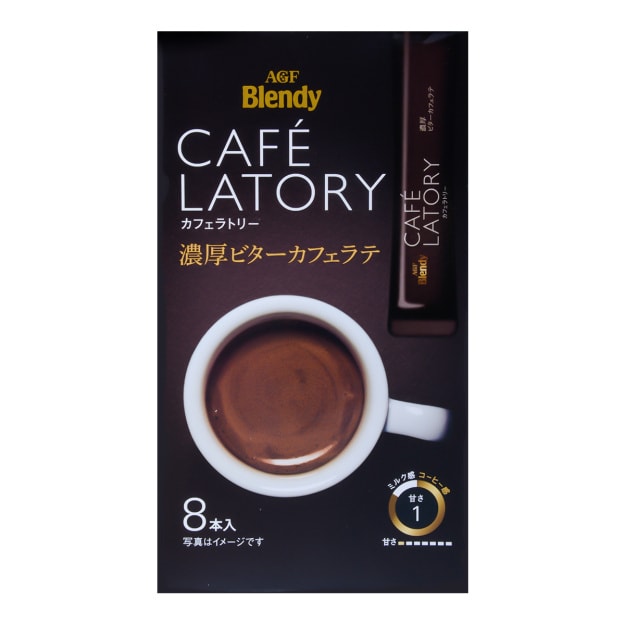 商品详情 - 【日本直邮】AGF Blendy CAFE LATORY 浓厚黑拿铁咖啡微苦 8条入 64g - image  0