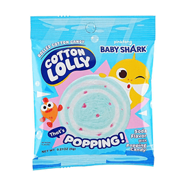 Cotton Lolly Baby Shark Rolled Cotton Candy,Soda Flavour with Popping Candy,0.21 oz