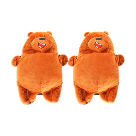 滑雪护膝护具套装 滑板滑冰轮滑安全防摔装备 棕熊 两只装 L码【护膝套组】