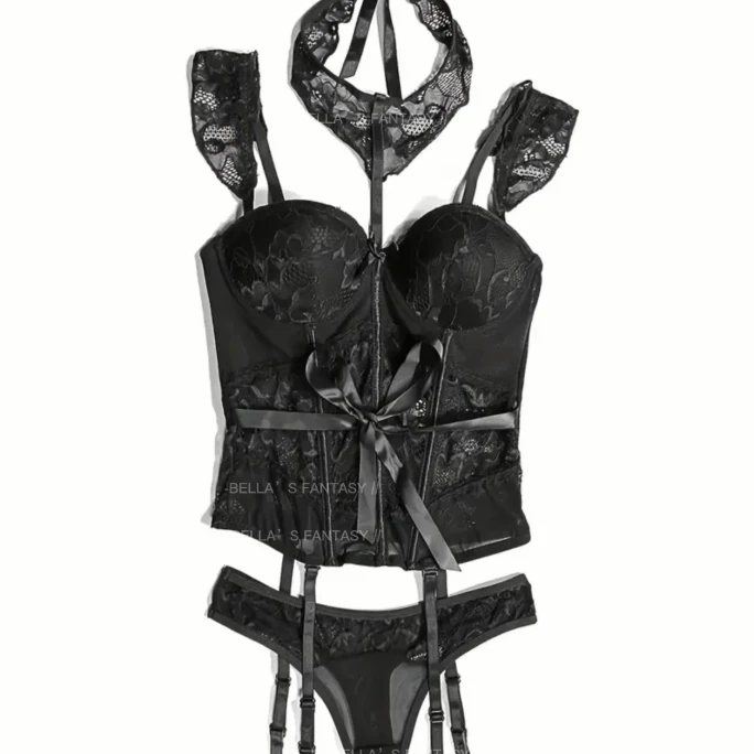 【NEW YORK】Bella's Fantasy Sexy Lace corset Lingerie Set Black S