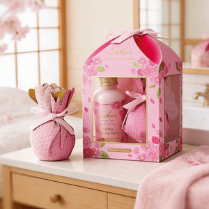 Cherry Blossom Fragrance Bath Gift Set Bubble Bath+Bath Bombs+Bubble Balls Home Spa