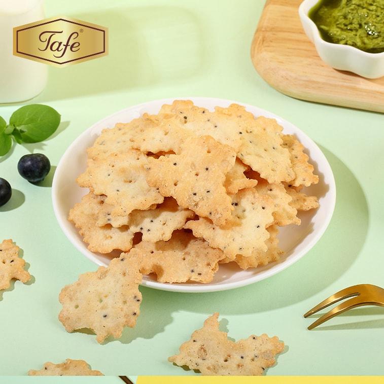 Tafe ·  Basil Butter Garlic Chia Seed Crispy Crackers 60g|Chia Seed Crunch, Garlic Basil Flavor · World Delicacy Awar 4