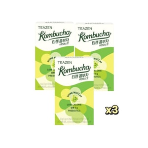 【韩国直邮】 韩国 Teazen 康普茶低卡0糖发酵饮品 晴王葡萄味10条3盒