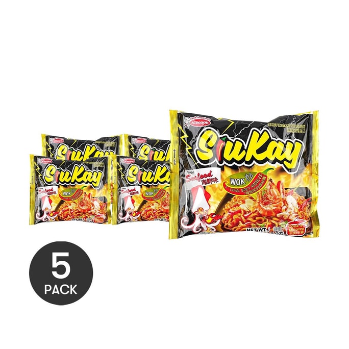 SiuKay  Chow Mein - Seafood Flavor Instant Noodles , 4.5 oz*5【Value Pack】