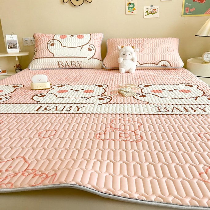 Latex Cooling Mat Set Baby Bear Pink Cooling Mat + Pillowcase Pair 180*200cm