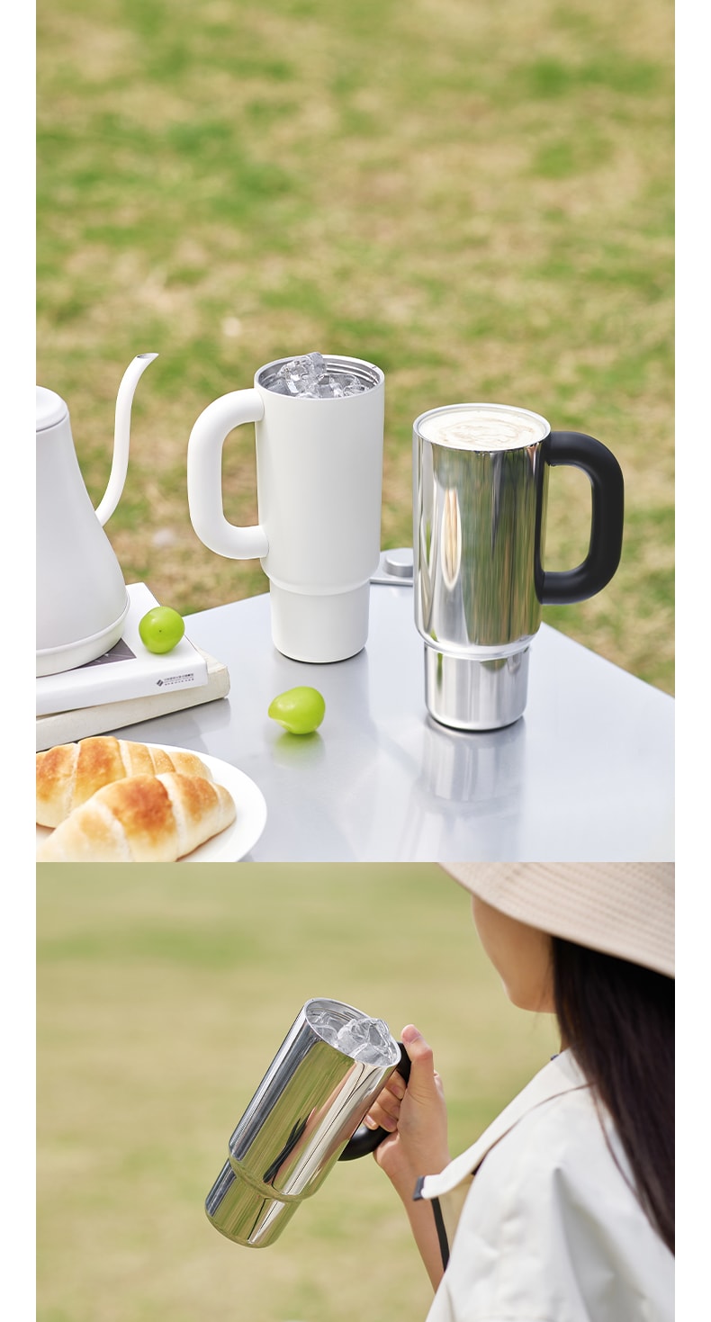 OLAYKS 【Modèle de Hou Minghao】 Thermos de voiture, grande capacité, avec paille 【Doublure en acier inoxydable 316, anti-fuite, isolation thermique】 Tasse à poignée haute esthétique, pour le travail et les déplacements, 680 ml