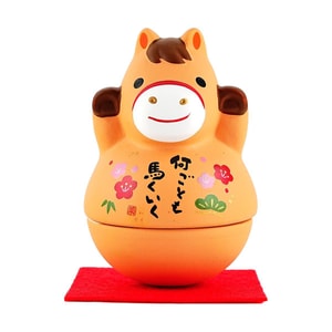 日本药师窑 日式新年马匹摆件 手工陶瓷工艺品 客厅玄关吉祥摆饰 锦彩招福不倒翁马 1件