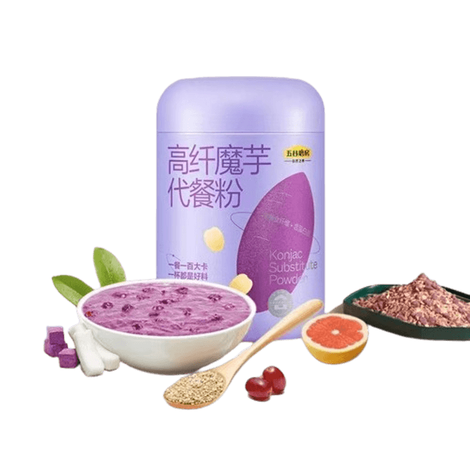 [중국에서 직접 우편 발송] 우구모팡 곤약 식사 대체 분말 보라색 고구마 식사 대체 죽 게으른 풀 벨리 고섬유 곤약 분말 코코넛 분말 고섬유 곤약 식사 대체 분말 546g*1