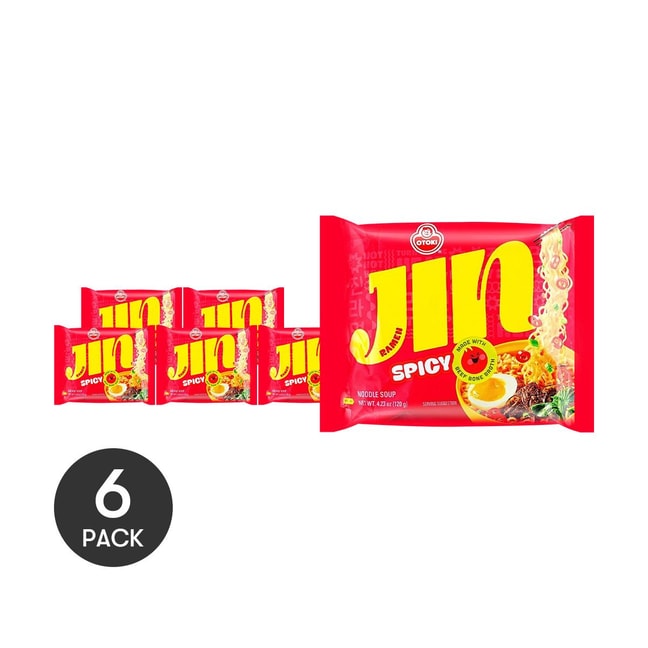 【Value Pack】Jin Ramen-  Korean Style Instant Noodles , Spicy Flavor , 6 Packs* 4.23oz