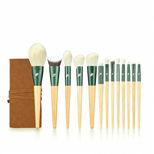 13-Piece Moso Bamboo Soft Bristle Makeup Brush Set - Full Kit for