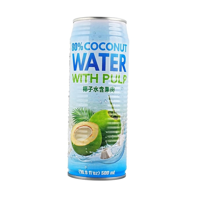 Coconut Water With Pulp,16.9 fl oz【Contains 80% Juice】