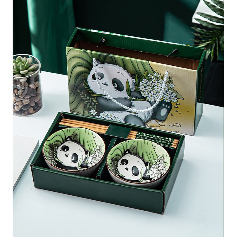 学厨 熊猫碗带筷 双碗 国宝礼盒装 新年添碗添福气 赠两双筷子 5