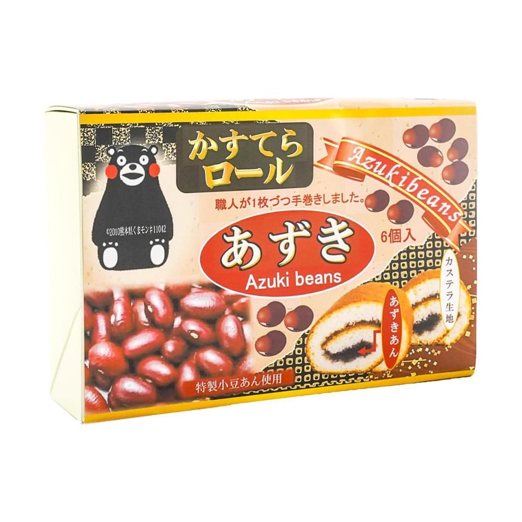 日本伊索製菓 熊本熊 紅豆蛋糕卷 瑞士卷 6枚入 160g 12