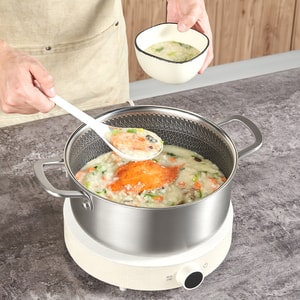 24CM Honeycomb Stockpot, Serves 2-3, 304 Stainless Steel, Noodles Soup Milk Warmer All-in-One
