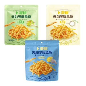 ブキ クリスピーイカストリップス 天ぷらイカフレークスナック オリジナル味 30g×1袋 + わさび味 30g×1袋 + ガーリックバター味 30g×1袋