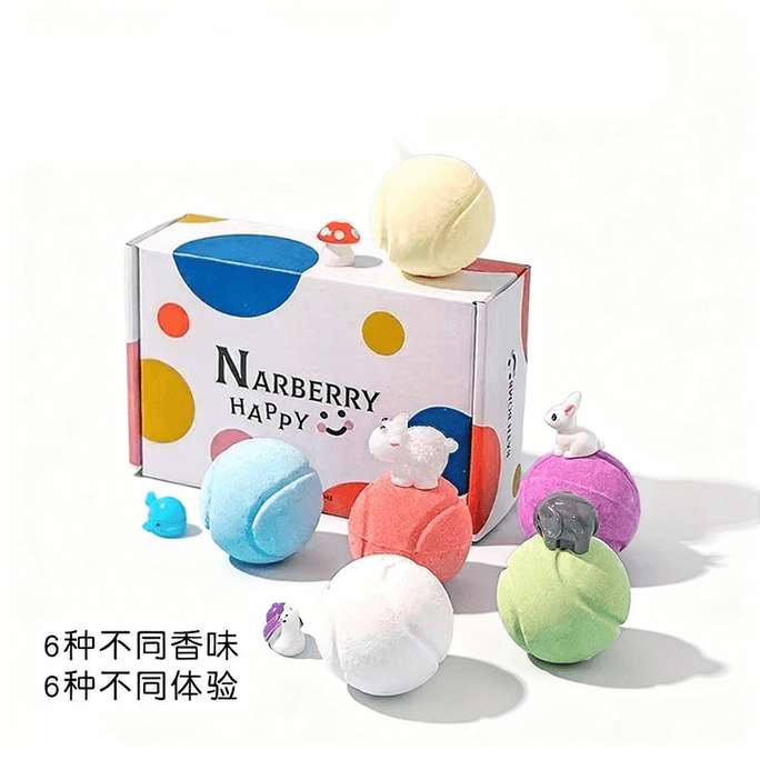 Bath Bomb Gift Set​ - Kids Friendly Foaming Bath Ball, New Year Gift, Rich Bubbles, Bath Tub Soak, Long-Lasting Fragrance, 6 Pcs/1 Box