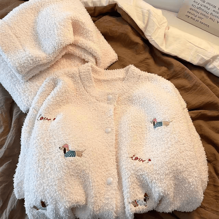 【中国直邮】 Lullabuy 绒绒小狗秋冬绒毛睡衣居家服 粉色 S码 3