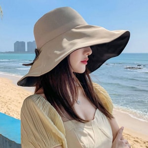 New Women's Large Brim Sun Hat Summer UV Protection Wide Brim Fisherman Hat Thin Face Covering Sun Hat With Adjustable Head Circumference, Khaki F